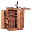 Bild 1 von WOHNLING Hausbar Massivholz Akazie Weinbar ausklappbar Vitrine Landhausstil Barschrank Aufbewahrung