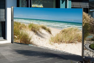 Westerholt Seitenmarkise mit Fotodruck Ostsee 1,6x3m, links