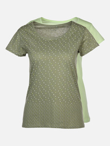Damen T-Shirt im 2er Pack mit Print und unifarben
                 
                                                        Grün