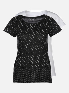 Damen T-Shirt im 2er Pack mit Print und unifarben
                 
                                                        Schwarz