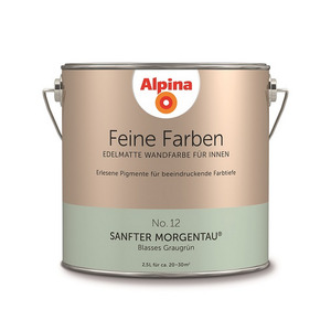 Alpina - 
            Alpina Wandfarbe 'Feine Farben' No. 12 'Sanfter Morgentau', graugrün, 2,5 l