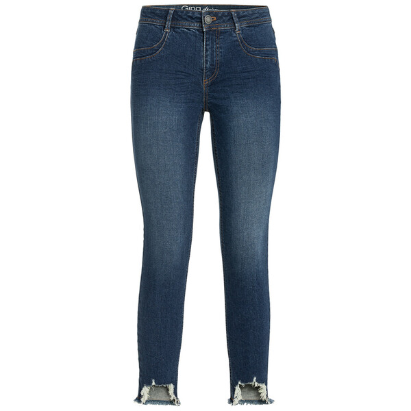 Bild 1 von 7/8 Damen Skinny-Jeans mit Fransen BLAU