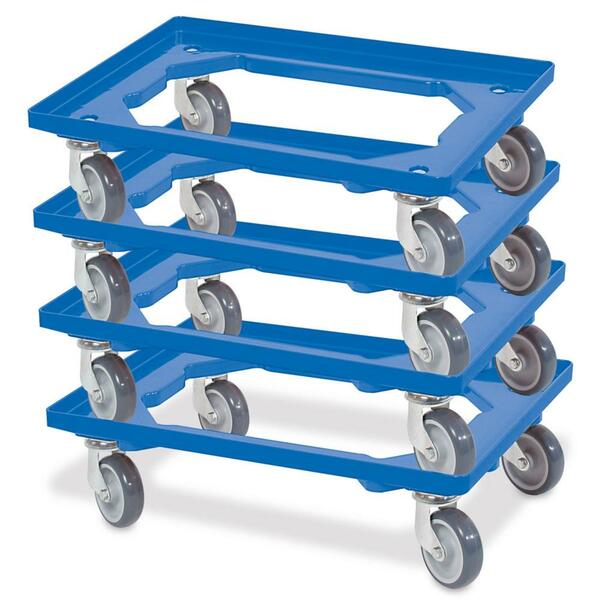 Bild 1 von BRB Transportroller für Euro-Stapelbehälter 600x400 mm blau (4er Set)