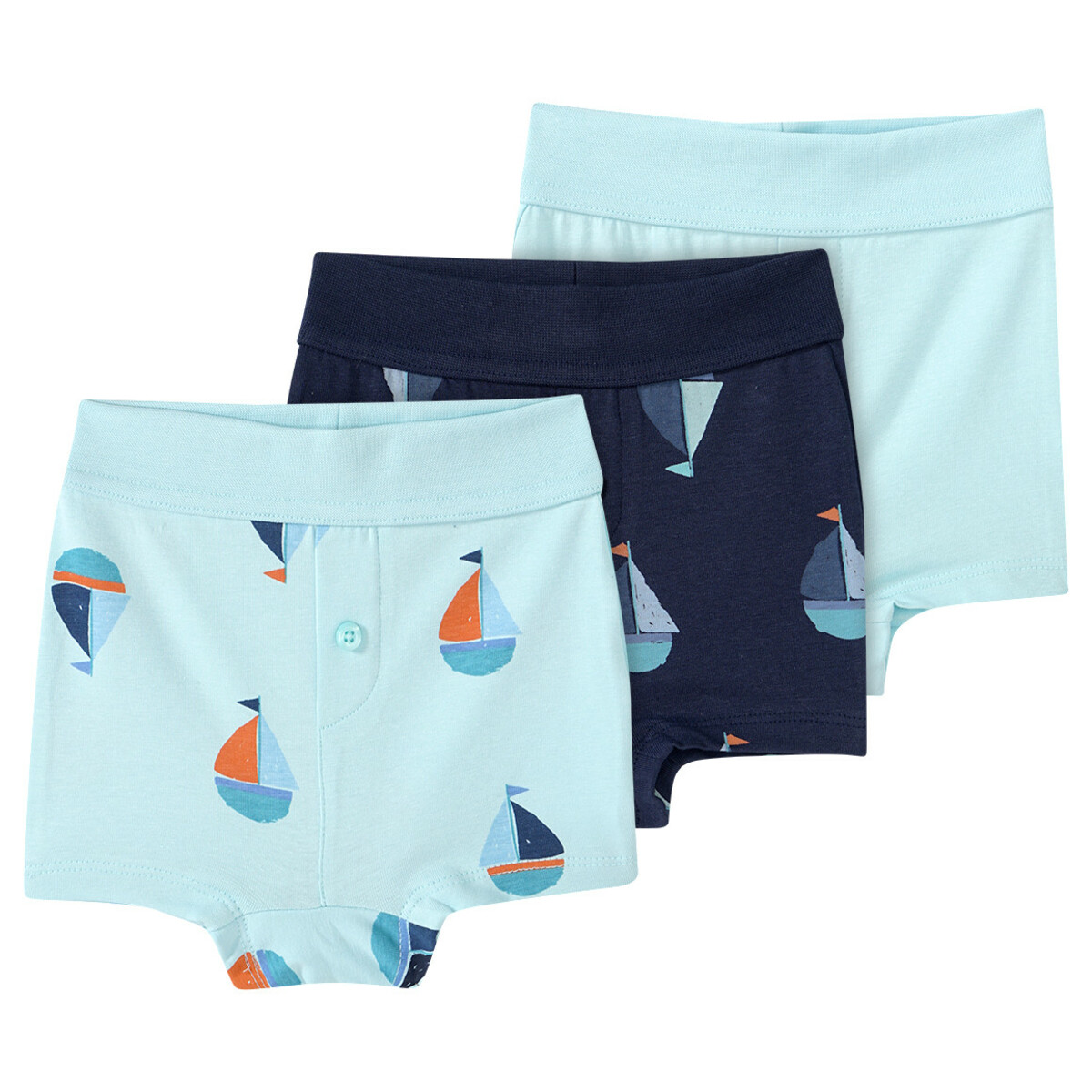 Bild 1 von 3 Baby Boxer mit Segelbooten HELLTÜRKIS / DUNKELBLAU