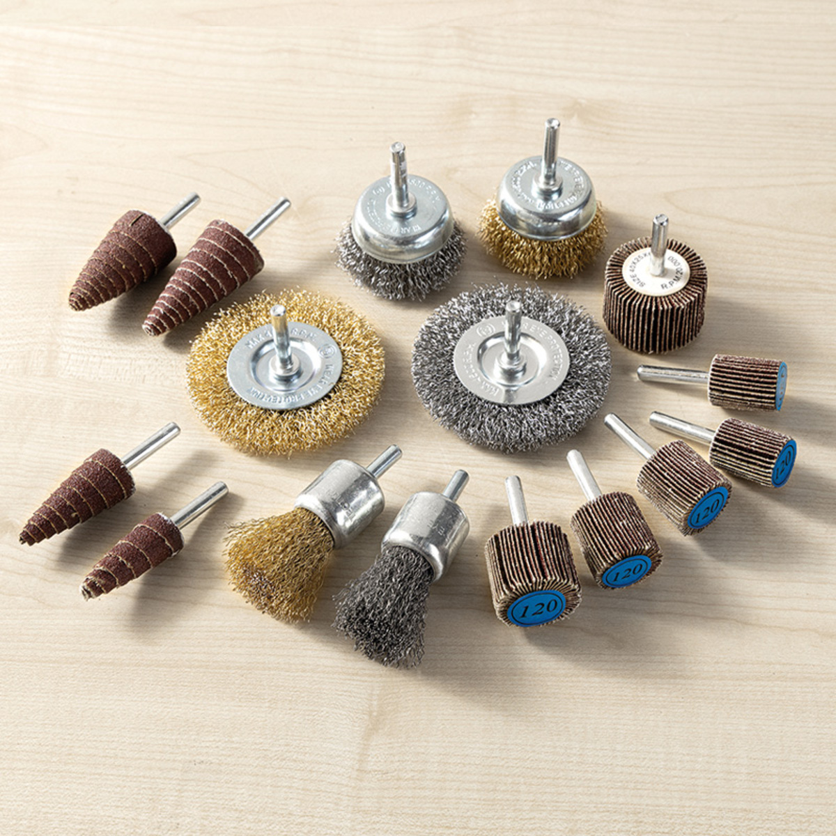 Bild 1 von Kraft Werkzeuge XXL-Drahtbürsten- und Polier-Set 16tlg.