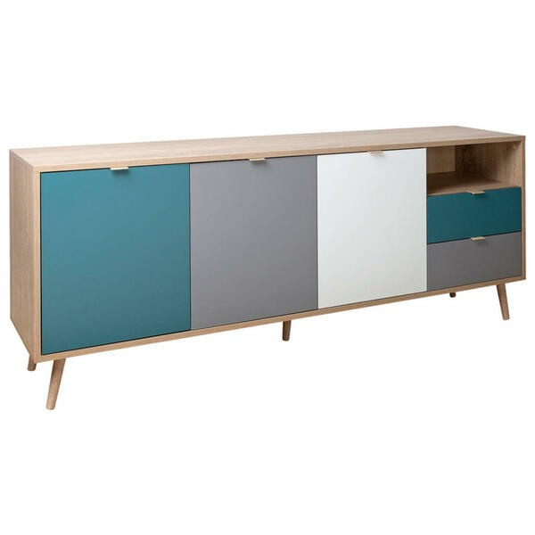 Bild 1 von Carryhome SIDEBOARD Melamin, foliert, Weiß, Braun, Blau