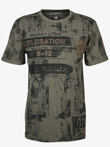 Herren T-Shirt mit Alloverprint und Stickerei
                 
                                                        Oliv