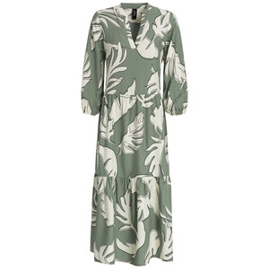 Damen Maxi-Kleid mit Blätter-Motiv DUNKELGRÜN