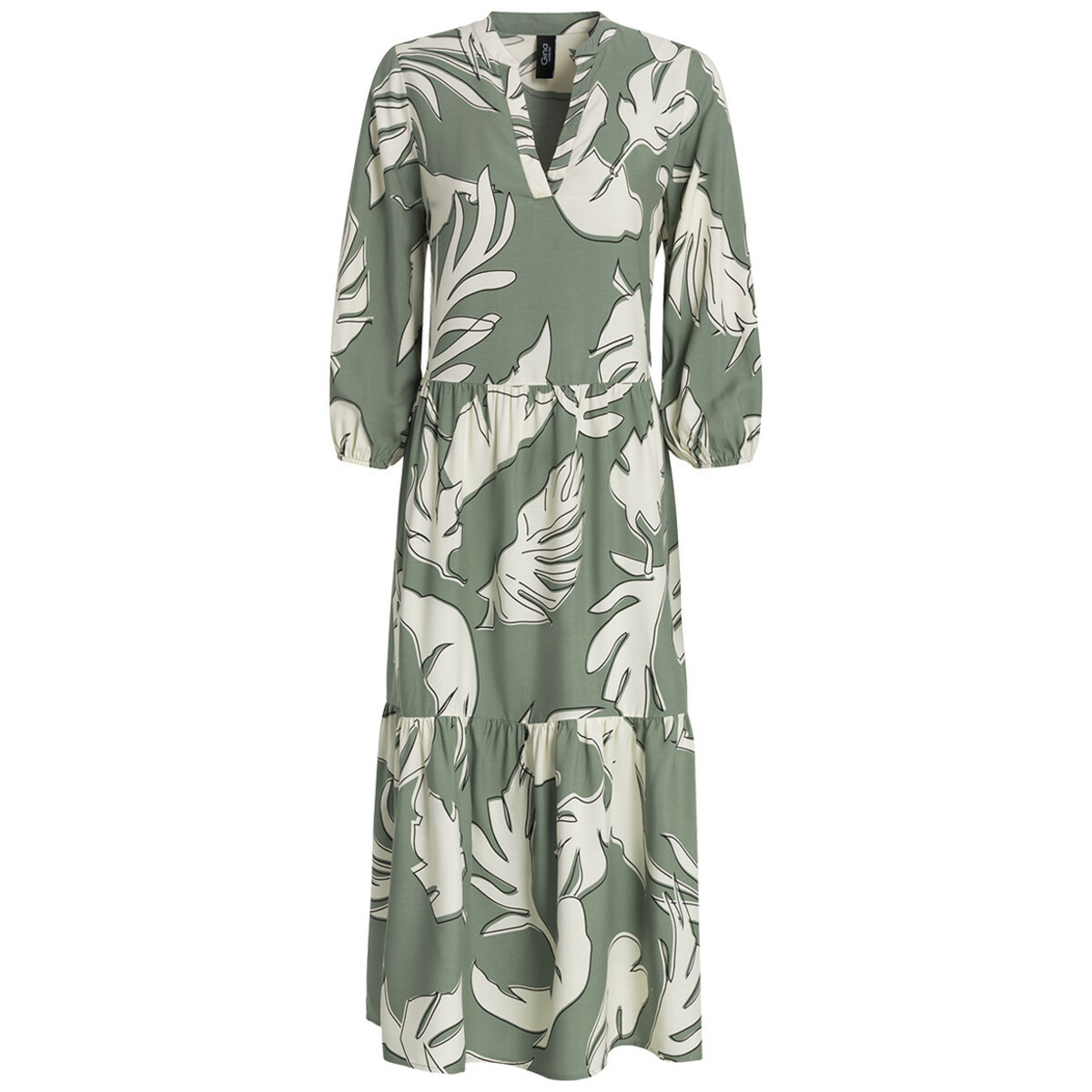 Bild 1 von Damen Maxi-Kleid mit Blätter-Motiv DUNKELGRÜN