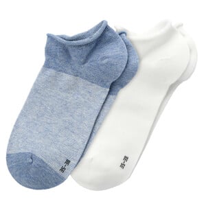 2 Paar Damen Sneaker-Socken mit Rollbündchen HELLBLAU / WEISS