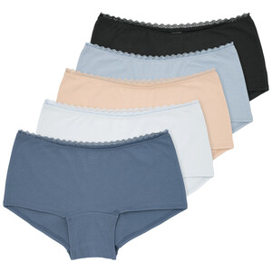 5 Damen Shorts mit Spitze BLAU / SCHWARZ / NUDE