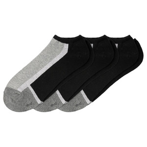 3 Paar Herren Sneaker-Socken mit Baumwolle SCHWARZ / GRAU