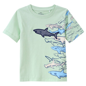 Jungen T-Shirt mit Hai-Motiven HELLGRÜN