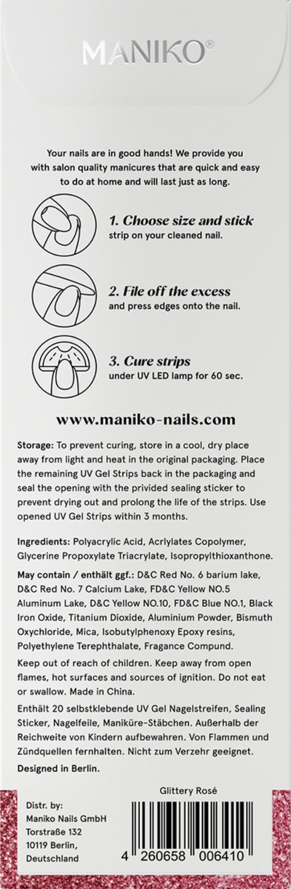 Bild 3 von MANIKO UV Gel Strip Glittery Rose