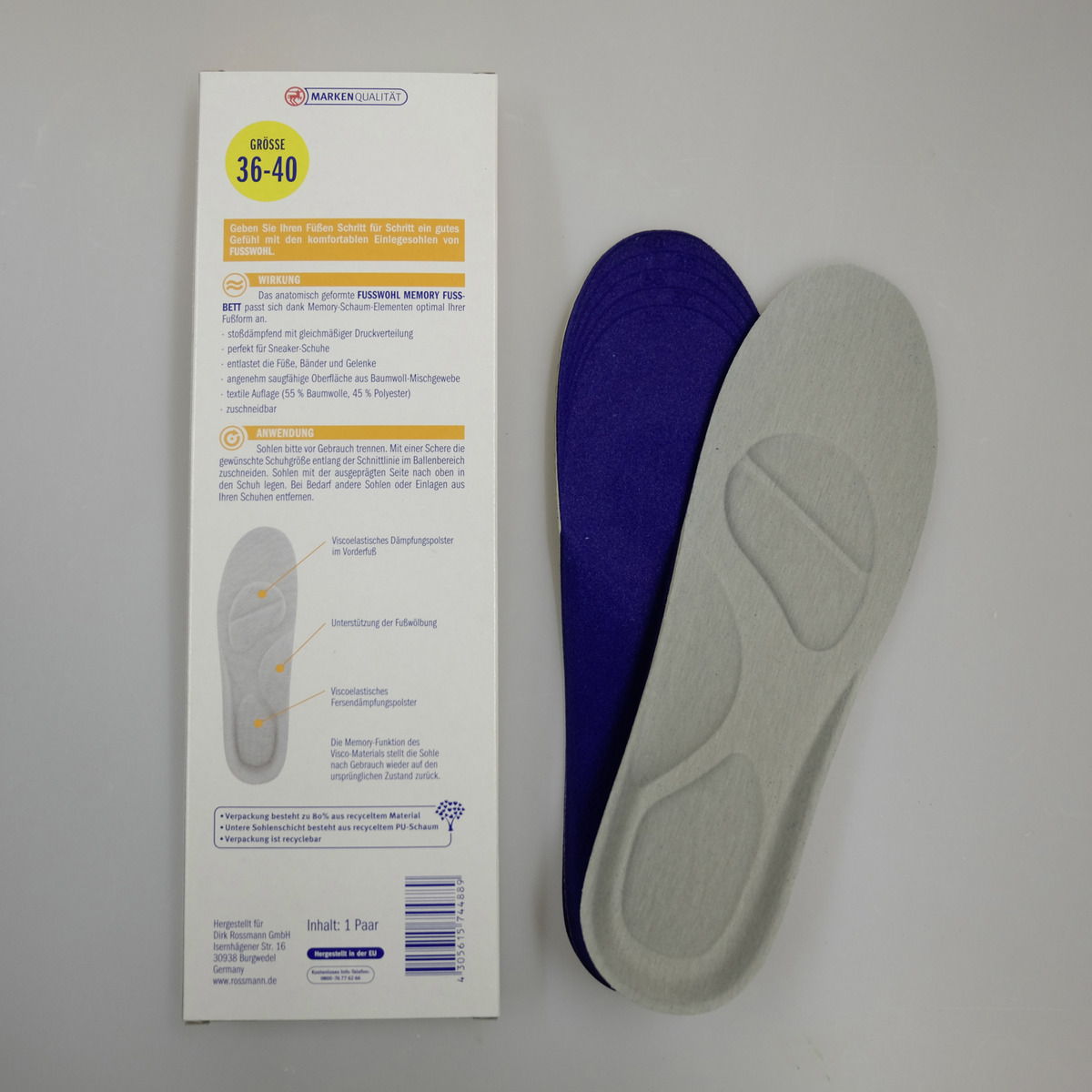 Bild 4 von Fusswohl Memory Fussbett Größe 36-40