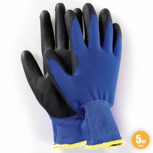 Powertec Garden Multifunktions Handschuhe, Blau, Größe 8 - 5er Set