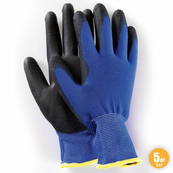 Bild 1 von Powertec Garden Multifunktions Handschuhe, Blau, Größe 8 - 5er Set