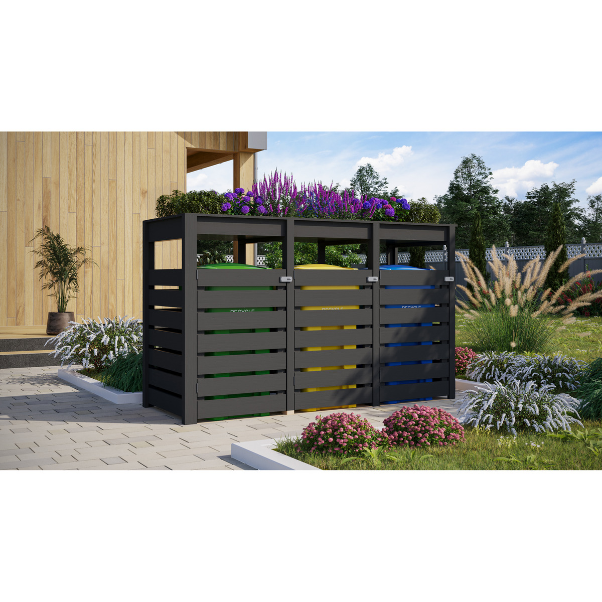 Bild 1 von Karibu Mülltonnenbox '3' anthrazit 238 x 143 x 87,6 cm