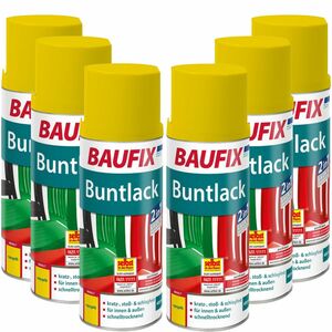 BAUFIX Buntlack Spray rapsgelb 6er-Set