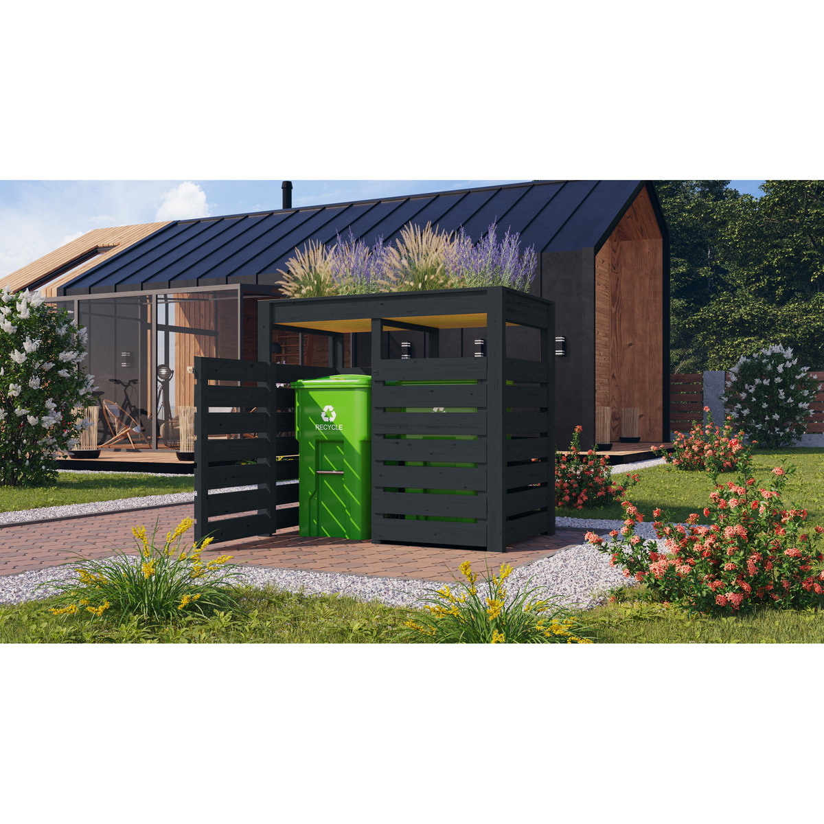 Bild 1 von Karibu Mülltonnenbox '2' anthrazit 158,2 x 143 x 87,6 cm