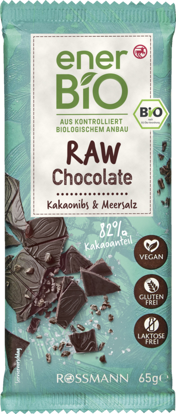 Bild 1 von enerBiO Bio Raw Chocolate Kakaonibs & Meersalz 4.14 EUR/100 g