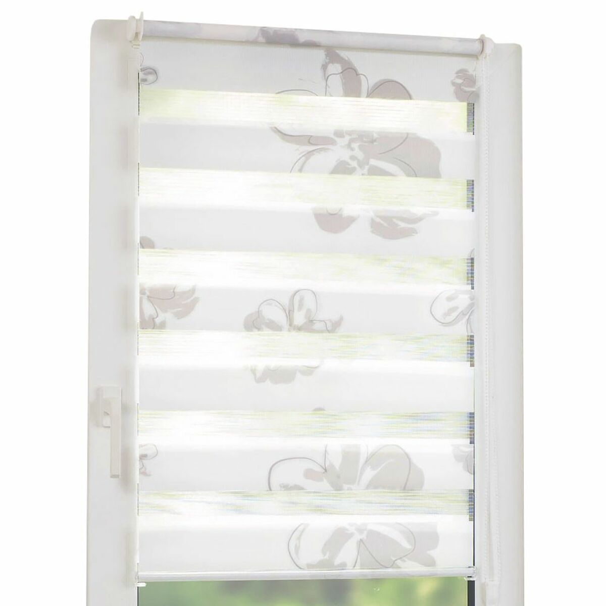 Bild 1 von Bella Casa Vario-Duo-Rollo "Blume", ca. 60 x 150 cm - Weiß mit Motiv