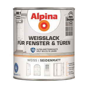 Alpina Weißlack für Fenster und Türen, seidenmatt, 750 ml