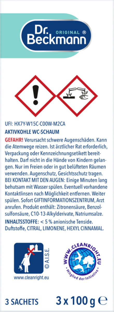 Bild 3 von Dr. Beckmann Aktivkohle WC-Schaum Zitrus 9.97 EUR/1 kg