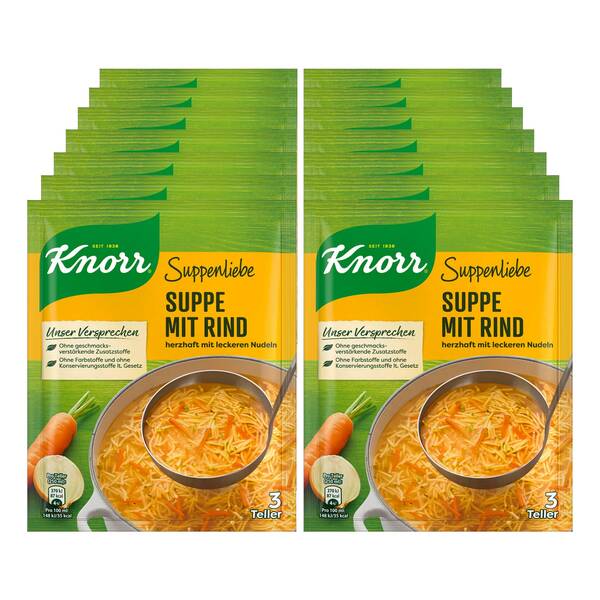 Bild 1 von Knorr Suppenliebe Rindfleischsuppe ergibt 0,75 Liter, 14er Pack