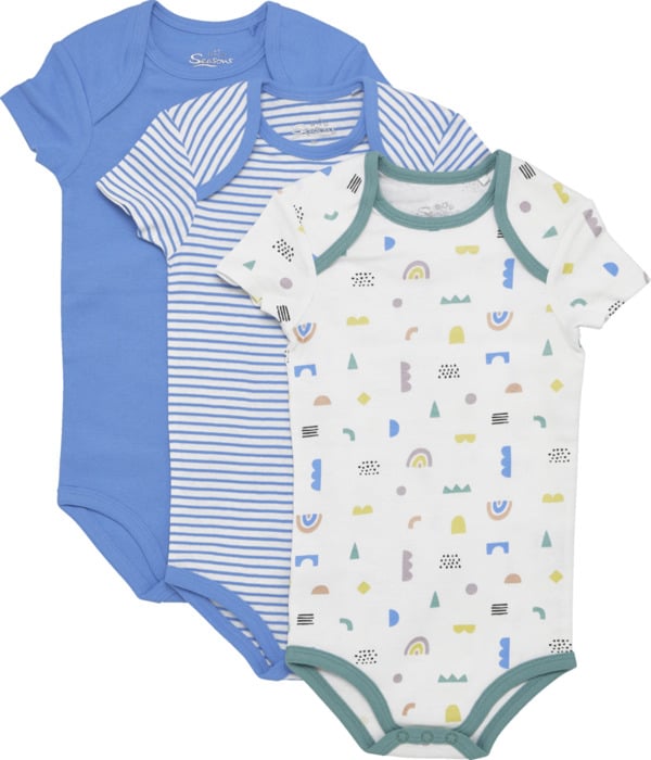 Bild 1 von IDEENWELT 3er Set Baby-Bodys Gr. 74/80 blau/grau