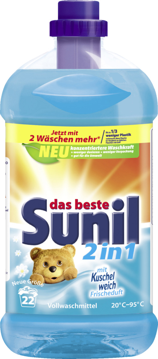 Bild 1 von Sunil 2in1 Vollwaschmittel Flüssig 22 WL