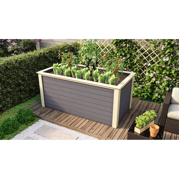 Bild 1 von Karibu Hochbeet terragrau 28 mm Fichte 254 x 94 x 92 cm, 1520 l