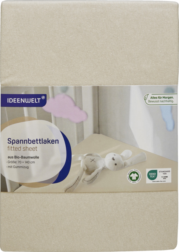 Bild 1 von IDEENWELT Kinder-Spannbettlaken beige