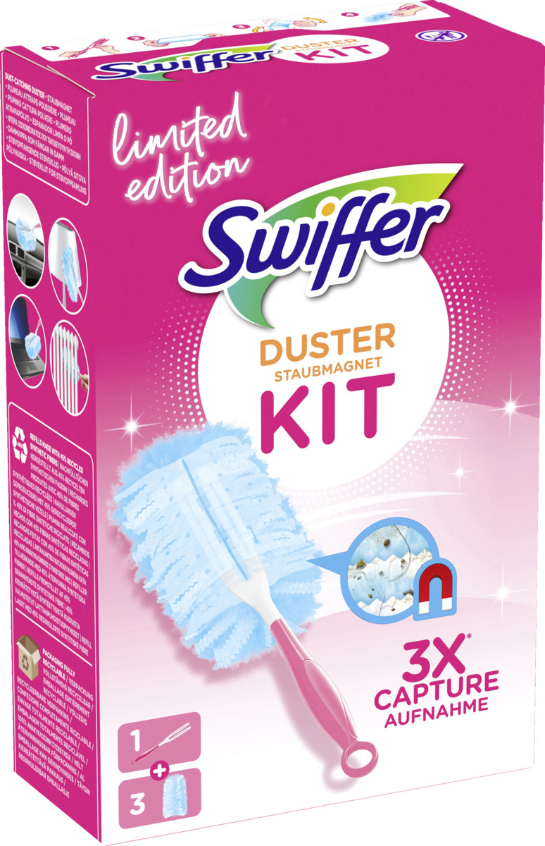 Bild 2 von Swiffer Staubmagnet Starterset Pink (Griff + 3 Tücher)