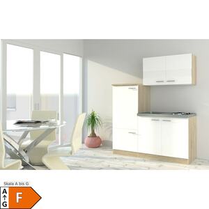 Respekta Economy Küchenzeile KB160ESW 160 cm, Weiß mit Pantryauflage