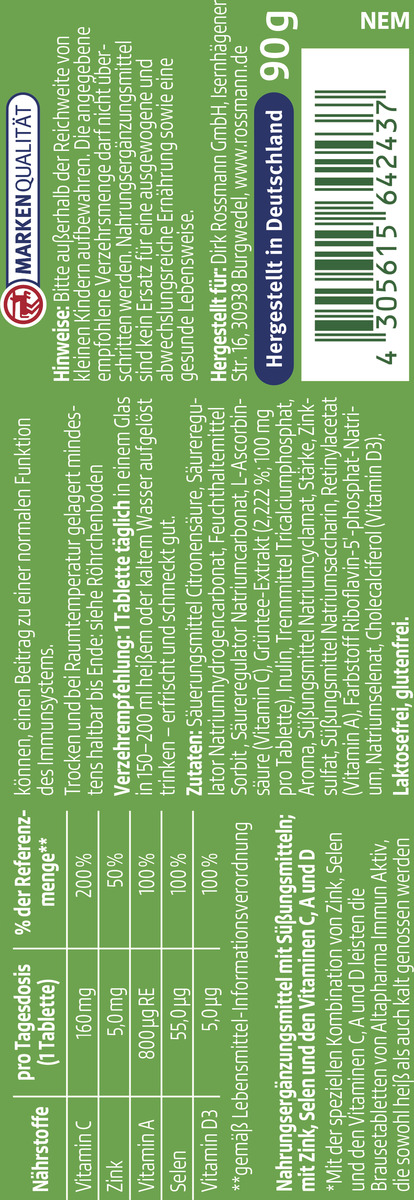 Bild 2 von altapharma Brausetabletten Immun-Aktiv 1.66 EUR/100 g