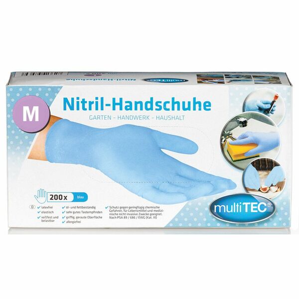 Bild 1 von Multitec Nitril-Einweghandschuhe, Blau, Größe M - 200er Set