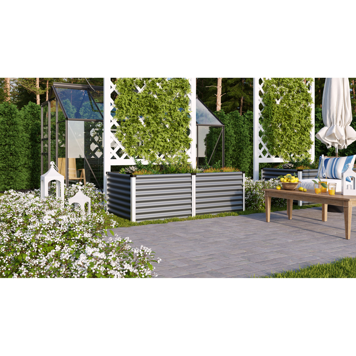 Bild 1 von Vitavia Hochbeet 'Linus 630' 188 x 63 x 96 cm granitfarben