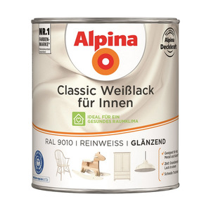 Alpina Classic Weißlack für Innen, reinweiß, glänzend, 750 ml