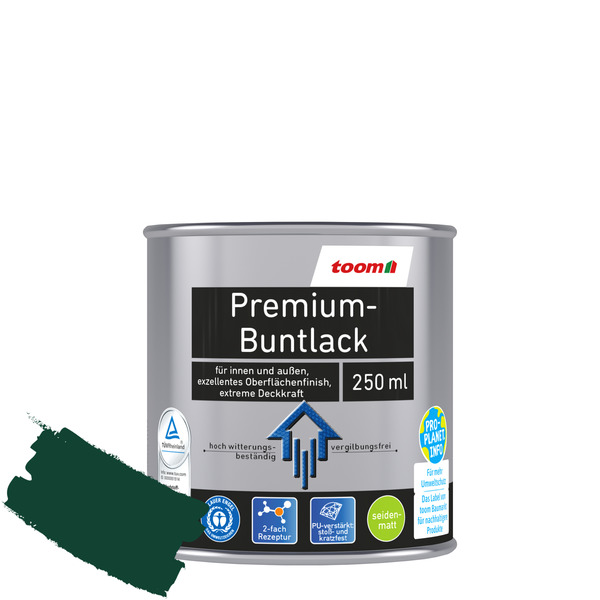 Bild 1 von toomEigenmarken - 
            toom Premium-Buntlack seidenmatt moosgrün 250 ml