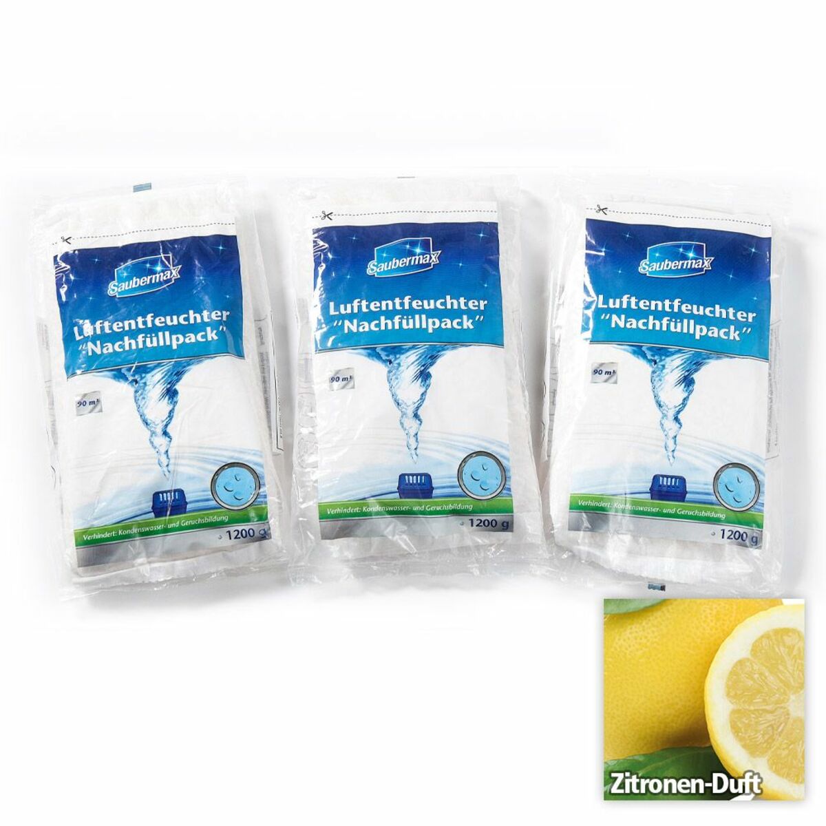 Bild 1 von Saubermax Luftentfeuchter Nachfüllpack mit Zitronen-Duft - 3er Pack
