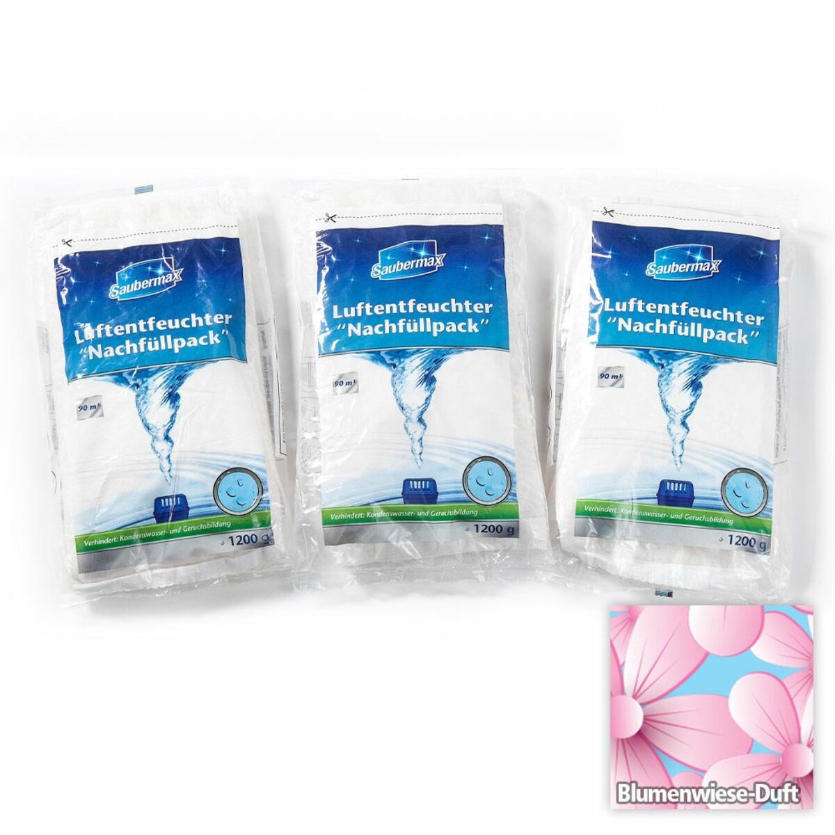 Bild 1 von Saubermax Luftentfeuchter Nachfüllpack mit Blumenfrische-Duft - 3er Pack