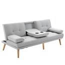 Bild 1 von HOMCOM Schlafsofa als 3-Sitzer hellgrau, natur   Sofabett Schlafcouch Fernsehcouch Polstermöbel