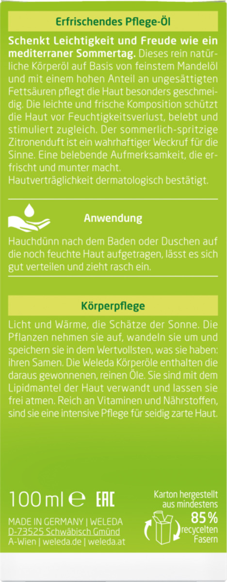 Bild 2 von Weleda Citrus Erfrischendes Pflege-Öl, 100 ml