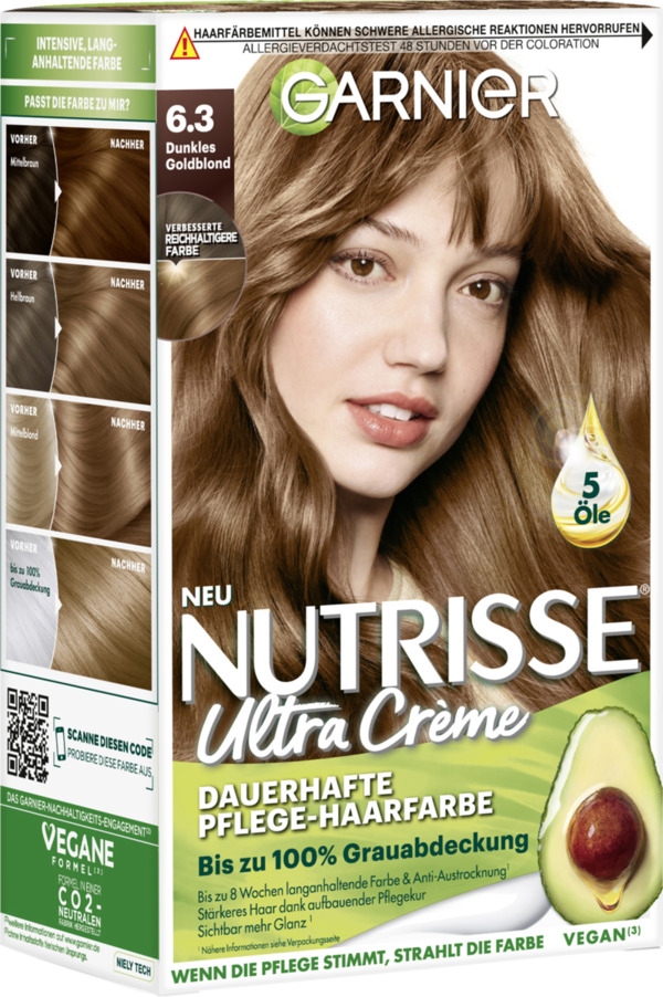 Bild 1 von Garnier Nutrisse Creme dauerhafte Pflege-Haarfarbe 63 Dunkles Goldblond