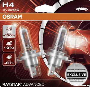 Osram GLL H4 Raystar Advanced +150%
, 
12 V 60/55 W