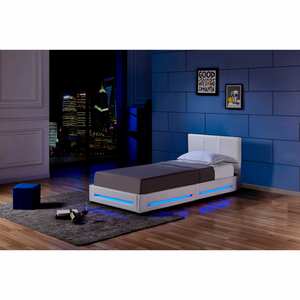 Home Deluxe LED Bett Asteroid 90 x 200, Weiß