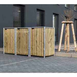 Hide Mülltonnenbox 240l Holz, 3er Box, natur