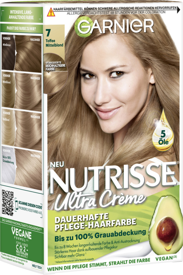 Bild 1 von Garnier Nutrisse Creme dauerhafte Pflege-Haarfarbe 70 Toffee Mittelblond