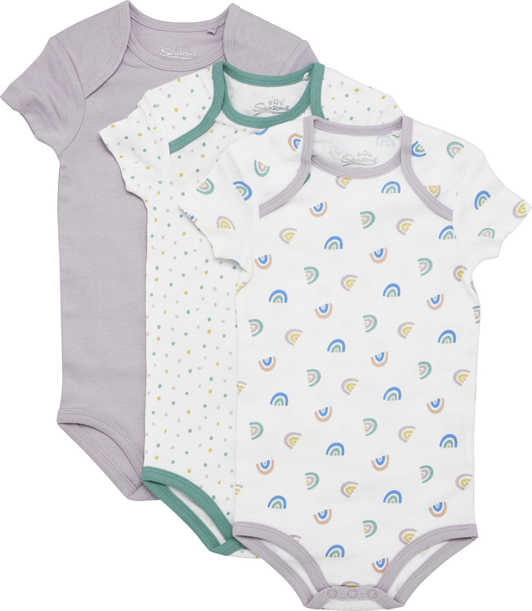 Bild 1 von IDEENWELT 3er Set Baby-Bodys Gr. 86/92 lila/grau